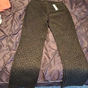 NY & CO leopard print sketch waste pants, size L  brown and black